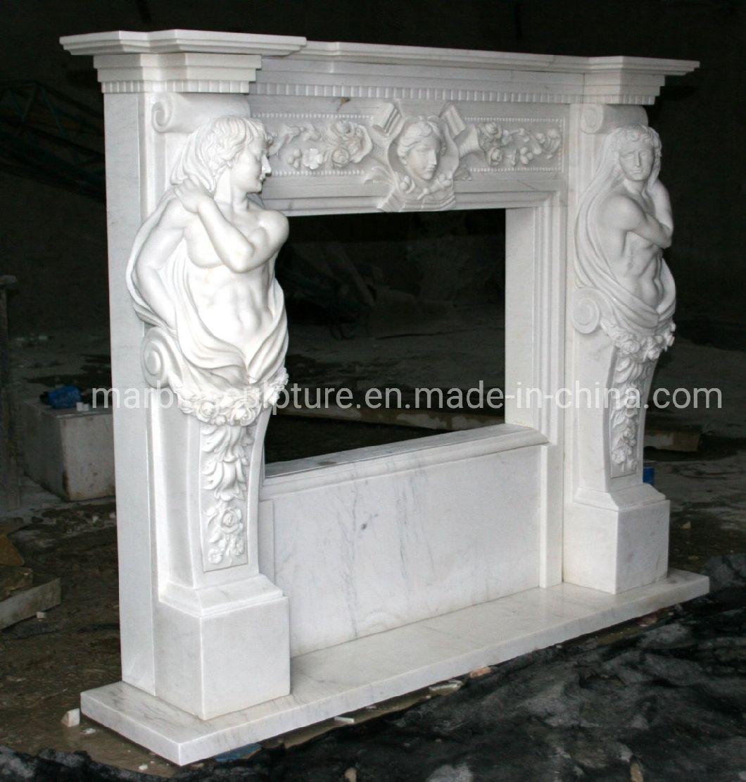 Cheap Western Style White Marble Fireplace Price (SY-MF389)