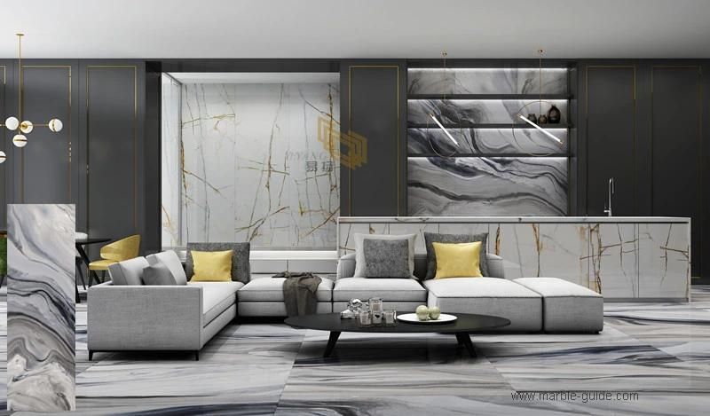 Solid Surface Material Dark Gray Sintered Stone for Bathroom Wall/Background