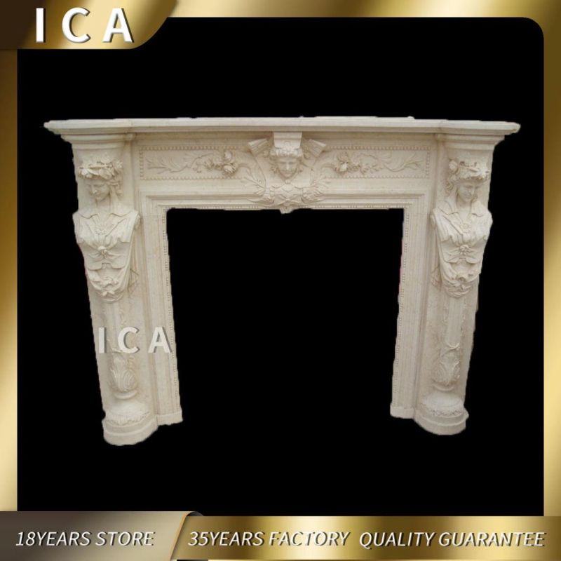 Freestanding Decorative Indoor Marble Mantel Antique French Fireplace