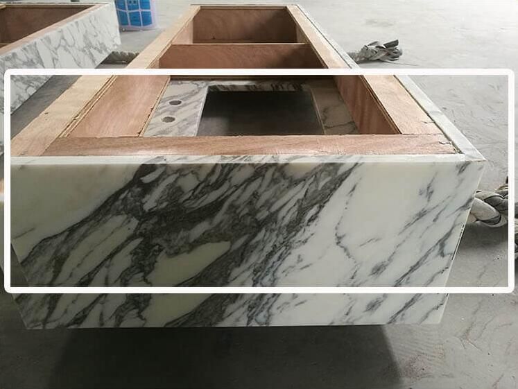 Composited Arabescato White Marble Polishing Kitchen Countertops/Vanity Tops