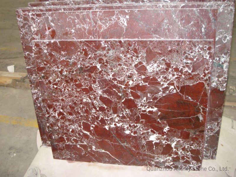 Purple Vein Natural Stone Rosso Levanto Red Marble for Countertop and Wall Panel Decoration