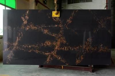 Marble Look Artificial Calacatta Golden Quartz Surface for Kitchen Countertop