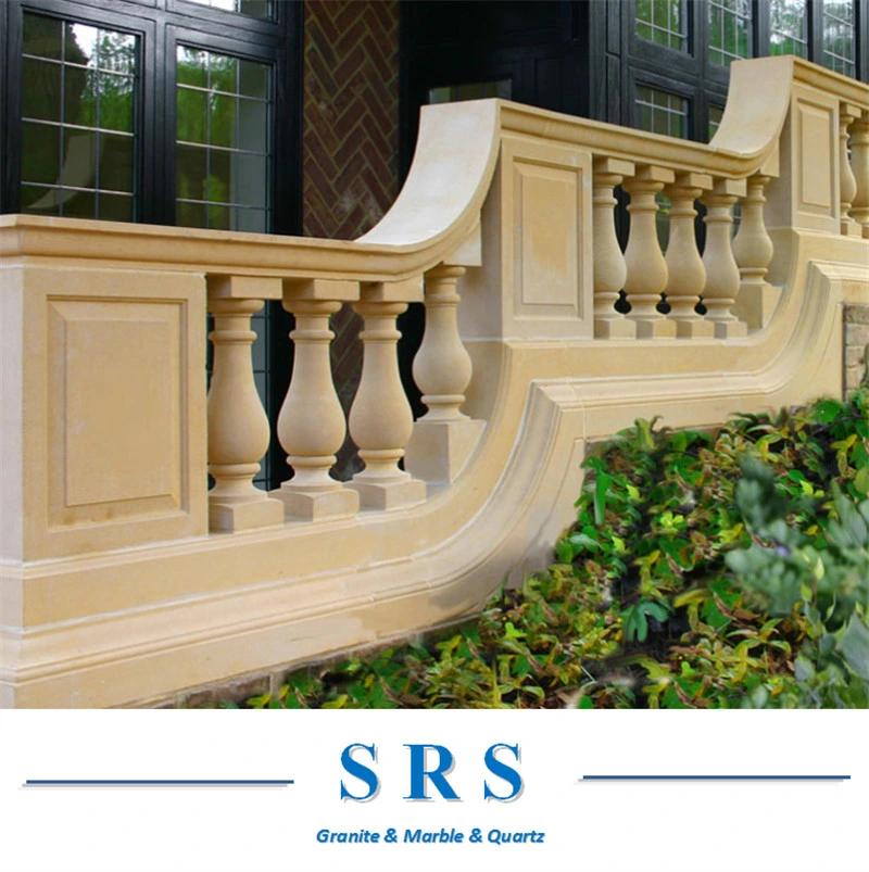Natural Stone White Beige Marble Handrail Indoor Balusters Stairs for Villa