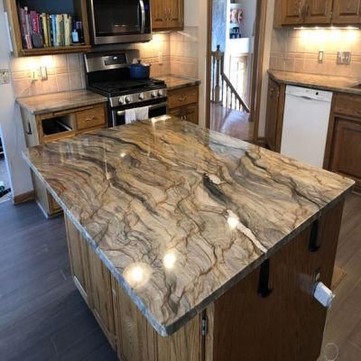 Taj Mahal Quartzite Luxury Granite Marble Waterfall Island Best Countertops
