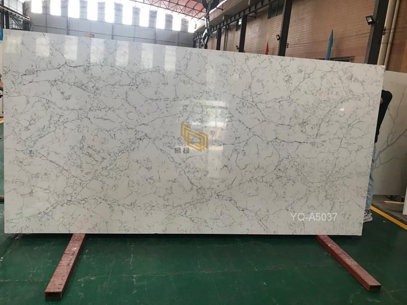 Factory Wholesale Polished White Quartz Slabs for Bathroom/Vanity/Countertop/Reception Desk/Table