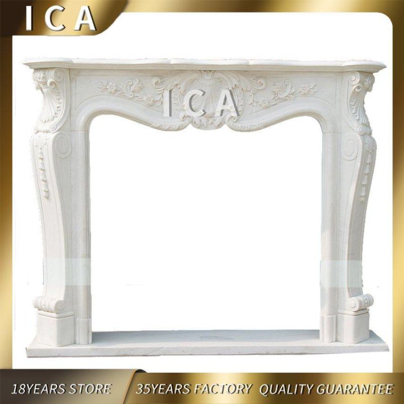 White Marble Decorative Stone Carved Fireplace Classical Design Fireplace