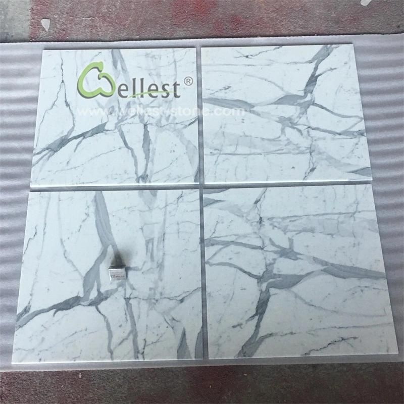 Interior Decoration Calacatte White Marble Tile 610*610*10 mm