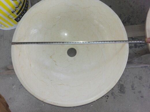 Golden Line Cream Marble Sink Washing Basin Bowl Top Quality Solid Surface Vanity Top