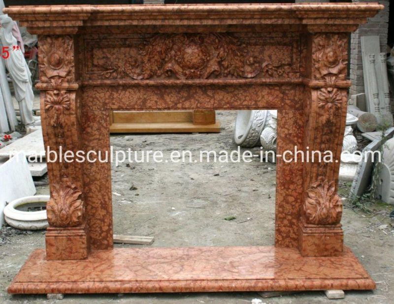 High Polished Cheap Price Natural Antique Marble Fireplace (SYMF-168)