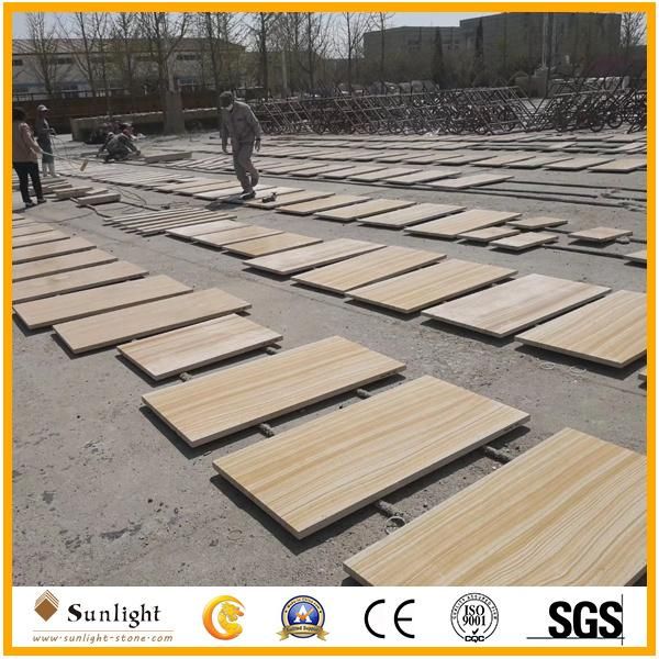 High-Quality Yellow Wooden Vien Sandstone Wall Tile