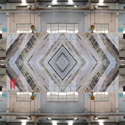 Xiamen Cut Into Size Cross Veins Marble Bookmatch Slab Quartzite Slabs