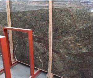 Polished Natural Rainforest Green Stone Marble for Tiles, Slabs, Countertops