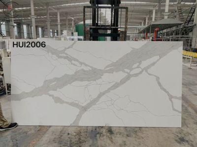 Artificial Calacatta Quartz Countertop Slabs Quality Customized Color Quartz Stone