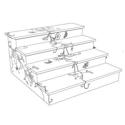 Factory Outlet Water Jet Marble Stairs and Ladder Customizable Natural Marble Stairs Marble Staircase