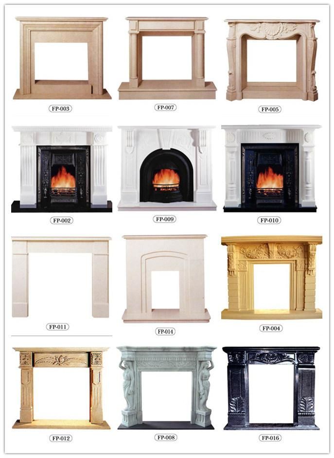 White/Beige Marble Fireplace Mantel Interior Decoration Europe and America Sell Hot Sale Carved Stone Fireplace Mantel
