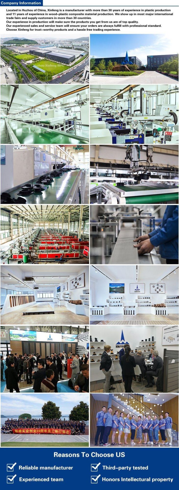 Interlocked Wood Plastic Composite DIY Tiles with PP Base