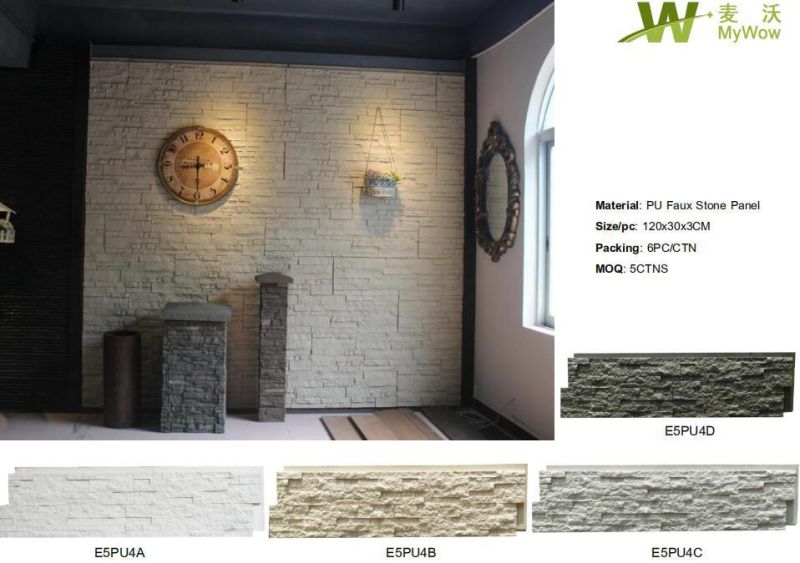 Interior & Exterior Decoration Polyurethane Faux Stone PU 3D Wall Panel