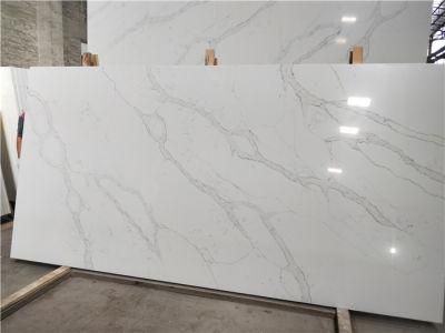 Artificial Stone polished/honed white/beige white and gold quartz countertop for interiors/indoor kitchen/bathroom