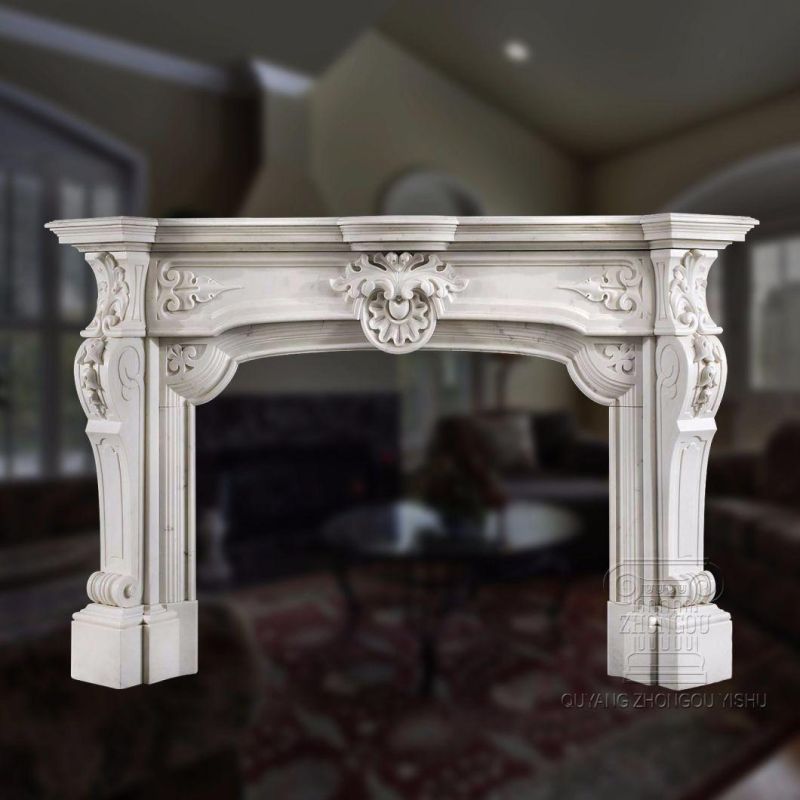 Elegant White Marble Fireplace Mantel