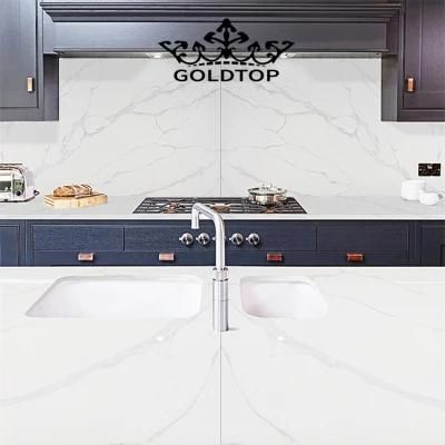 Artificial Polished/Honed 3200X1600mm Calacatta White/Black/Grey Mvjay Quartz Tile for Kitchen/Bathroom Countertop Worktop