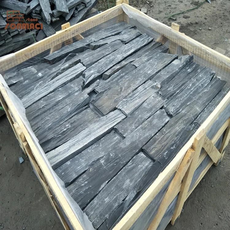 China Natural Black Slate Masonry Loose Stone