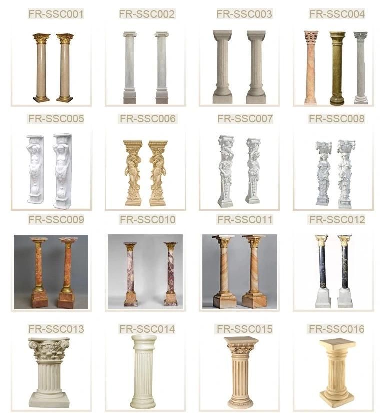 Exquisite Natural Solid Marble Stone Corithian Column for House Construction Decoration