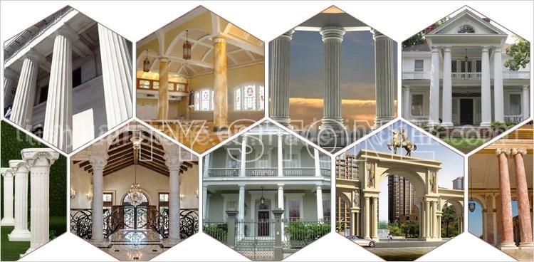 Hollow/Solid Marble Column Carved Stone Roman Pillar Ionic Column