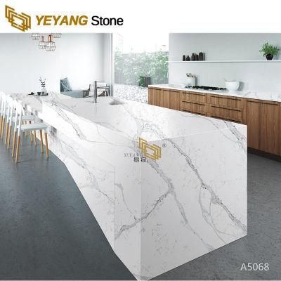 Artificial Quartz Stone Slab Supplier for Kitchen Waterfall Island