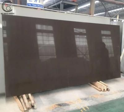Wholesale Small Grains Pure Brown Quartz Stone for Countertops