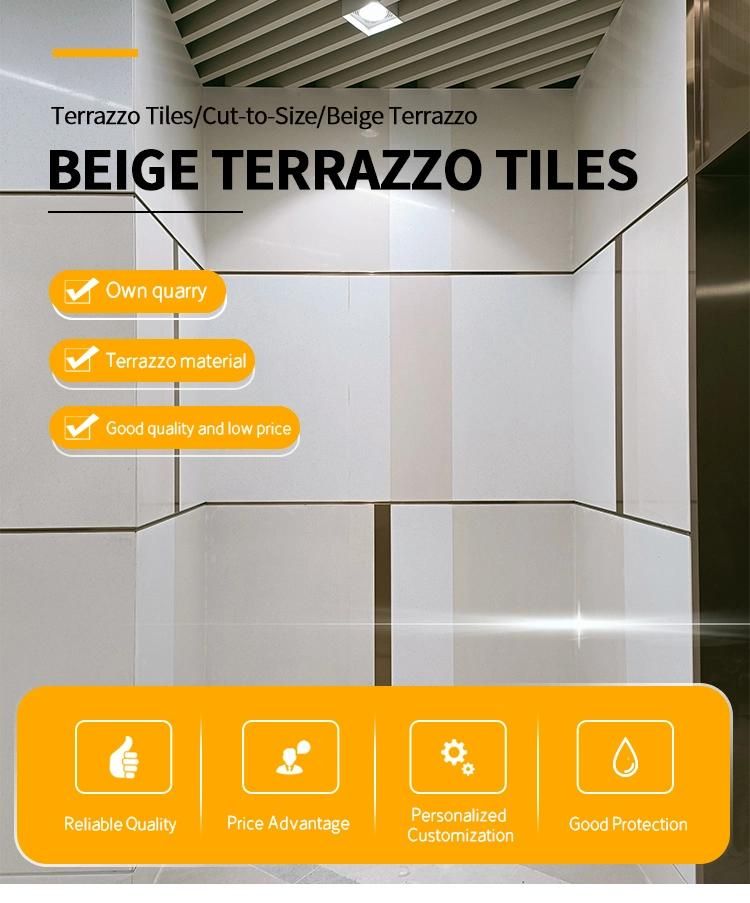 High Quality Beige Terrazzo Tiles Polishing Finished Project Cut to Size Quartz Stone Slabs Tiles Slabs Artificial Marble Tiles