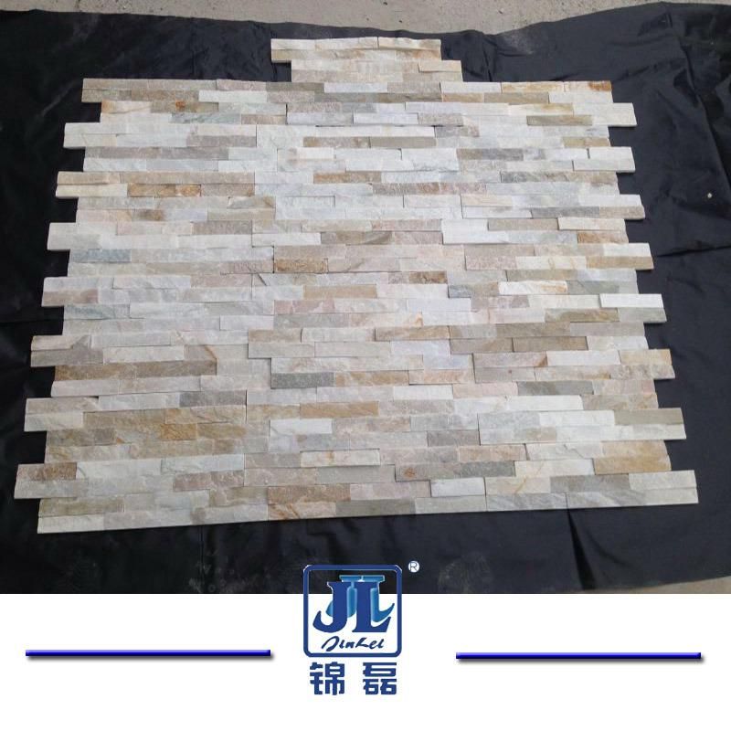 Natural Stone Split Yellow Mixed Quartzite Stacked Ledge Stone 10 X36mm for Wall Tile and Wall Panel/Culture Stone