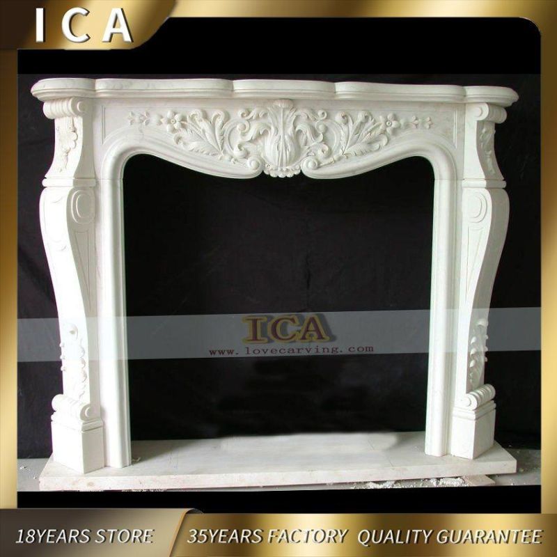 New Design Decoration White Natural Stone Marble Fireplace
