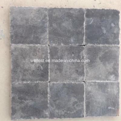 China Blue Limestone Tumbled Pavers 100X100mm