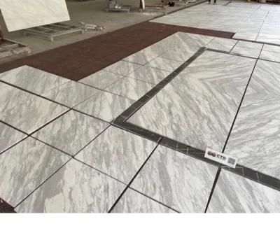 White with Purple Veins Flooring Wall Cladding Book Match White Volakas Marble Tile