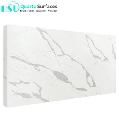 2cm crystal White Calacatta Quartz Slab in Stock