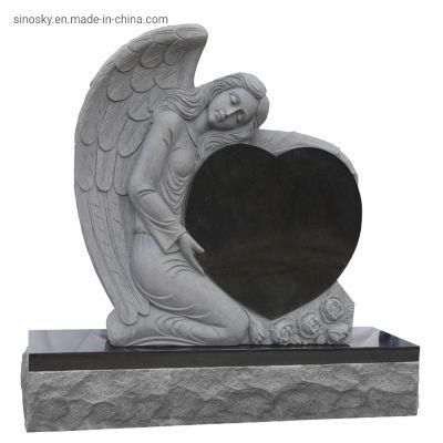 Granite Pure Black Heart Angel Monument Tombstone