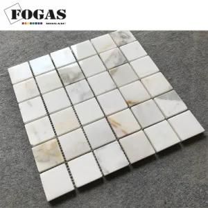 48X48mm Calacatta Gold Marble Stone Tile Flooring Mosaic Mesh Sheet