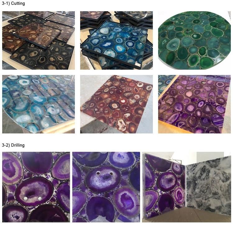 Natural Semi-Precious Stone Agate Coaster Big Slabs for Agate Kitchen Island