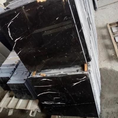 Black Marquina Marble Flooring with White Veins