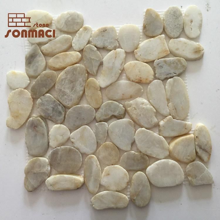 Flat River Rock Pebbles Mosaic Floor Tiles