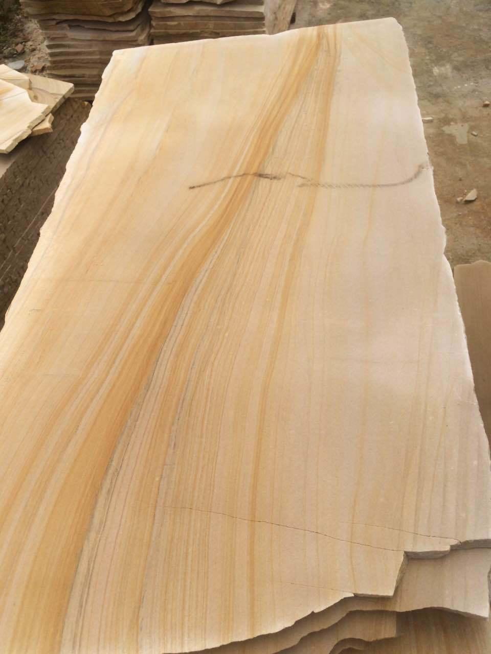 Yellow Wooden Sandstone Tile and Slab for Pavement