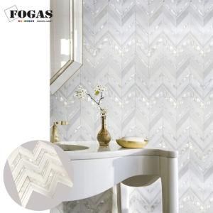 Thassos White Mix Pearl Shell Herringbone Marble Tile Mosaic
