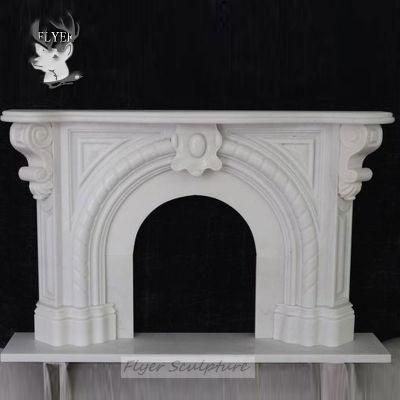 Hand Carving Freestanding Victorian Style White Marble Fireplace for Home Decoration
