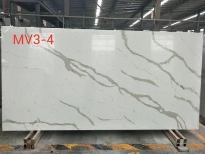 Manmade Stone Calacatta White Quartz Stone for Countertops Design