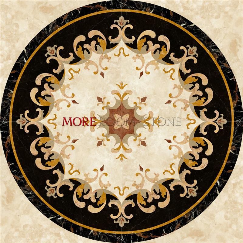 Round Pattern Waterjet Flower Pattern Marble Inlay Flooring