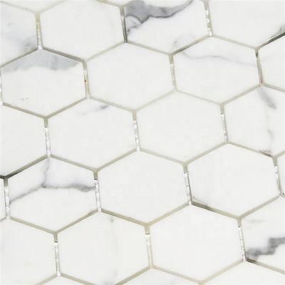 Wholesale Prices Polished Calacatta White Hexagonal Marble Mosaic Tiles