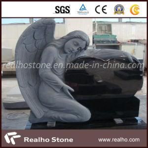 China Black Granite Angel Headstones for Cemetery