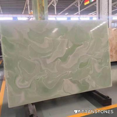 Polished Green Feature Solid Surface Artificial Stone Alabaster Wall Cladding