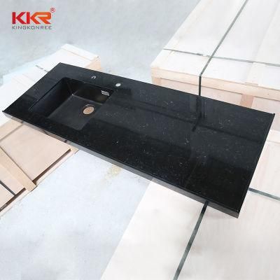 Customized Marble Black Textured Solid Surface Stone Bathroom Vanity Tops for Projects