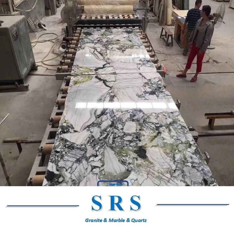 Chinese Ice Jade Green Marble Slab for Flooring and Background Wall Bathroom Tile